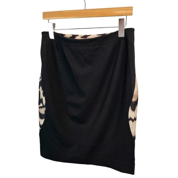 DVF Mae Mikado Leopard Pencil Skirt Wool & Silk Blend Size 10 Women's Black Knit - Picture 6 of 13